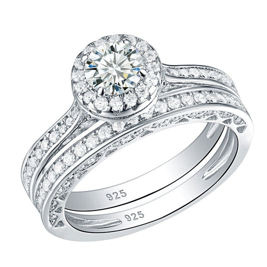 2.4Ct Round White Wedding & Engagement Ring Set 925 Sterling Silver