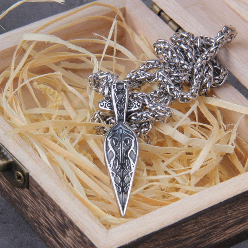 Never Fade viking sword spear pendant necklace viking scandinavian norse viking necklace Men Stainless Steel