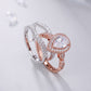 Yellow Rose Gold Engagement Ring Set 925 Sterling Silver Adjustable Enhancer Band Simulated Diamond CZ Romantic Jewelry