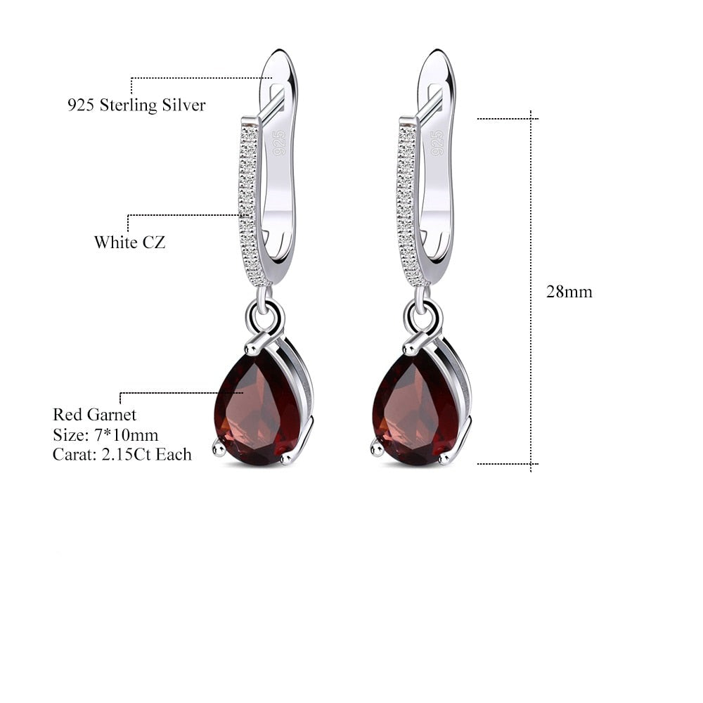 Natural Red Garnet Drop Earrings Solid 925 Sterling Silver Fine Jewelry 4.31Ct