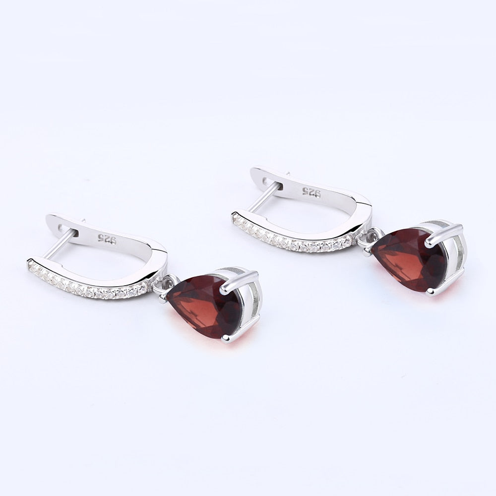 Natural Red Garnet Drop Earrings Solid 925 Sterling Silver Fine Jewelry 4.31Ct