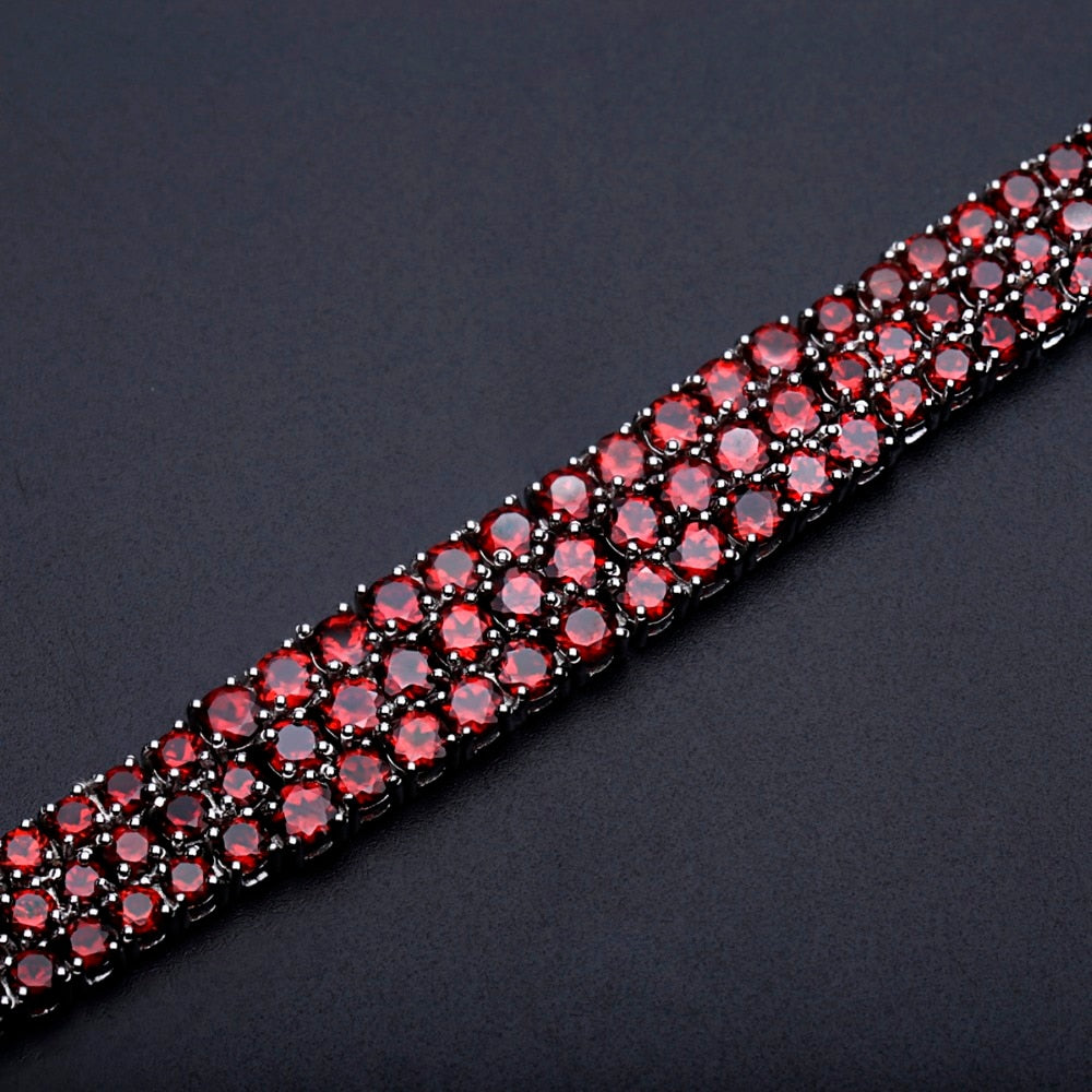 Natural Red Garnet Gemstone Bracelet Genuine 925 Sterling Silver Bracelets  30.80Ct