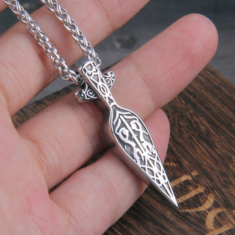 Never Fade viking sword spear pendant necklace viking scandinavian norse viking necklace Men Stainless Steel