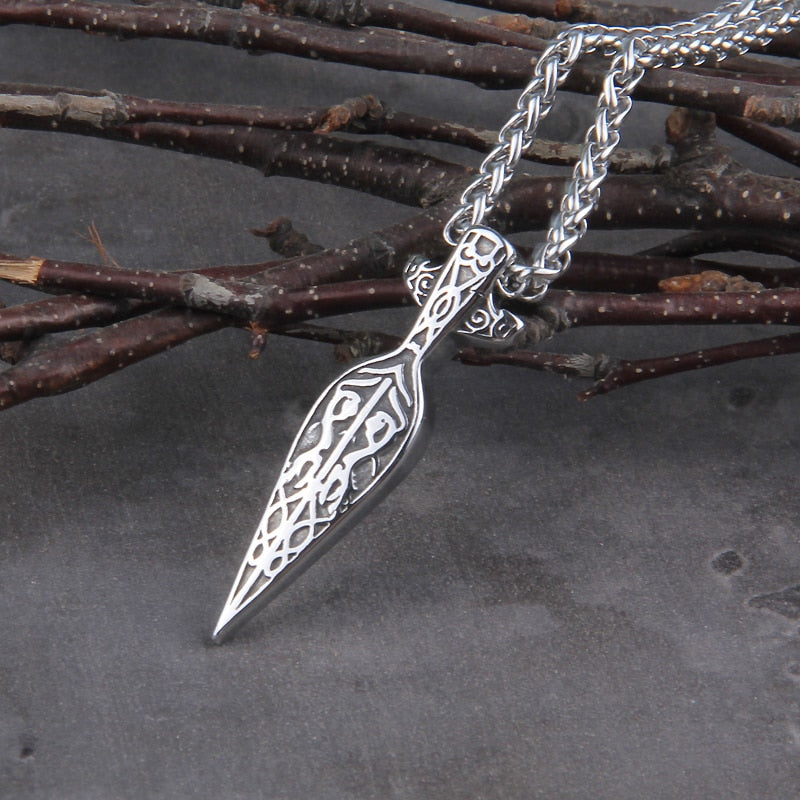 Never Fade viking sword spear pendant necklace viking scandinavian norse viking necklace Men Stainless Steel