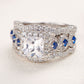 3 Pcs Wedding Ring Sets for Women 925 Sterling Silver 2.6Ct Princess Cut White Blue