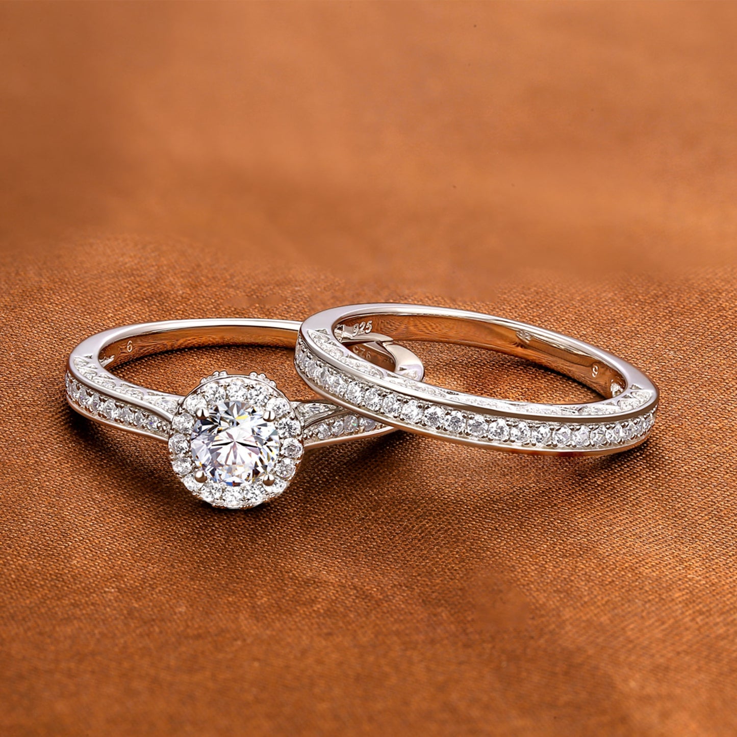 2.4Ct Round White Wedding & Engagement Ring Set 925 Sterling Silver