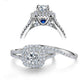 Double Halo Round Cut victorian Style 925 Silver Ring Set