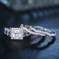 3 Pcs Wedding Ring Sets for Women 925 Sterling Silver 2.6Ct Princess Cut White Blue